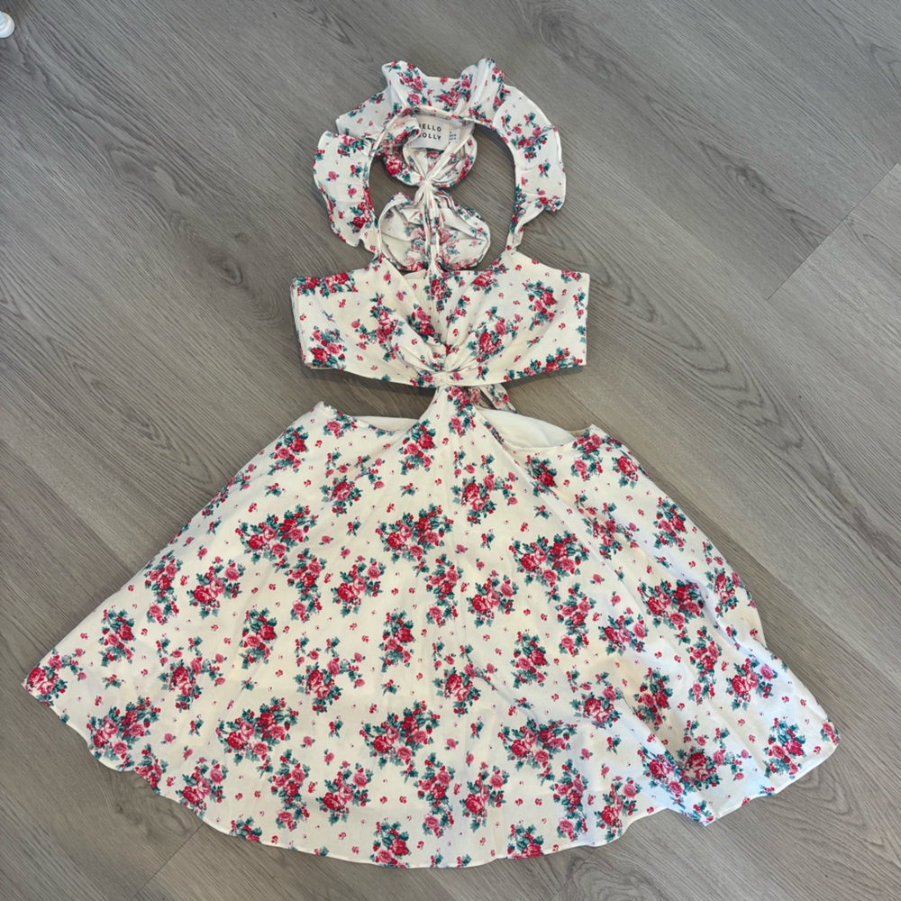 Hello Molly Cream Floral Dress with Cut Outs